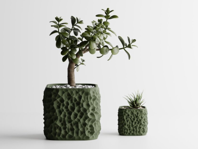 Květináč Terra Forma - Barva: Tmavě zelená - matná - 004, Vnější rozměry: Š 10 x H 10 x V 9 cm