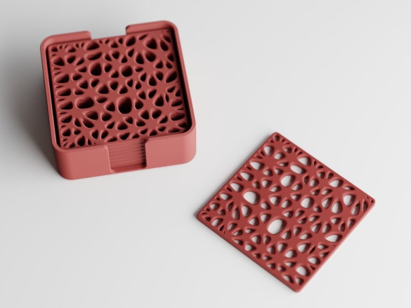 Sada 7ks podtácků Organic + úložný box - Barva: Tmavě červená - matná - 007
