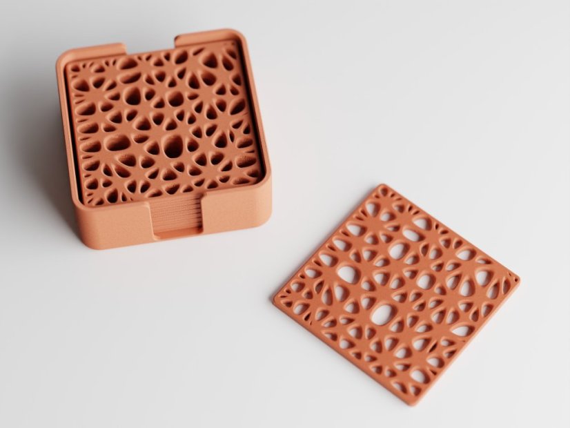 Sada 7ks podtácků Organic + úložný box - Barva: Cihlová - 020