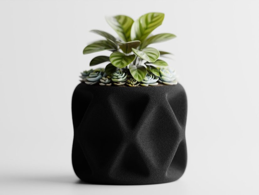 Květináč Tervielle - Barva: Černá - matná - 001, Vnější rozměry: Š 10 x H 10 x V 8 cm