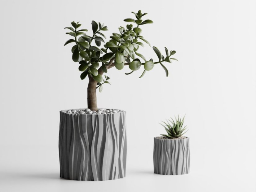 Květináč Wavy Tree - Barva: Šedá - matná - 003, Vnější rozměry: Ø 13 × V 12 cm