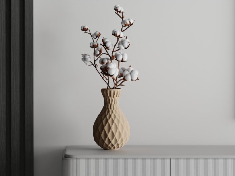 Váza Facet - Barva: Béžová - matná - 006, Vnější rozměry: Ø 15 × V 25 cm