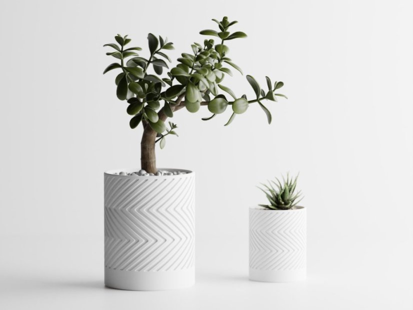 Květináč ZigZag - Barva: Bílá - matná - 002, Vnější rozměry: Ø 10 × V 12,5 cm