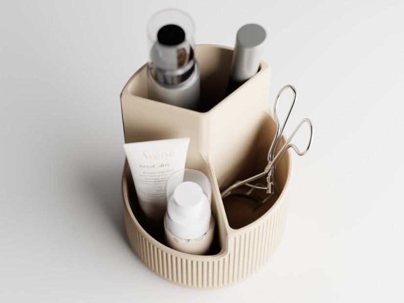 Kulatý organizér s přihrádkami Duova Circo - Barva: Béžová - matná - 006