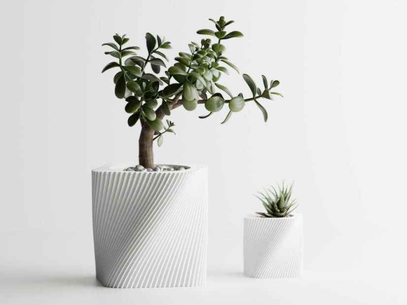 Květináč Twist Linea - Barva: Bílá - matná - 002, Vnější rozměry: Š 11,5 x H 11,5 x V 11,5 cm