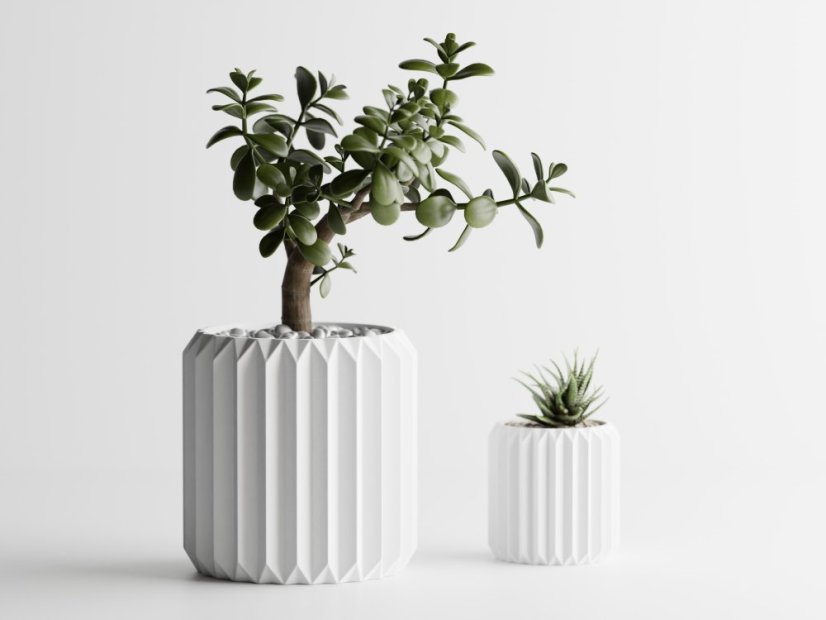 Květináč Trigon - Barva: Bílá - matná - 002, Vnější rozměry: Ø 7,5 × V 8 cm