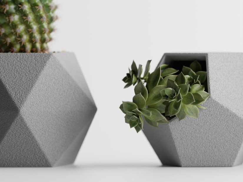 Geo Trio set květináčů - Barva: Tmavě zelená - matná - 004