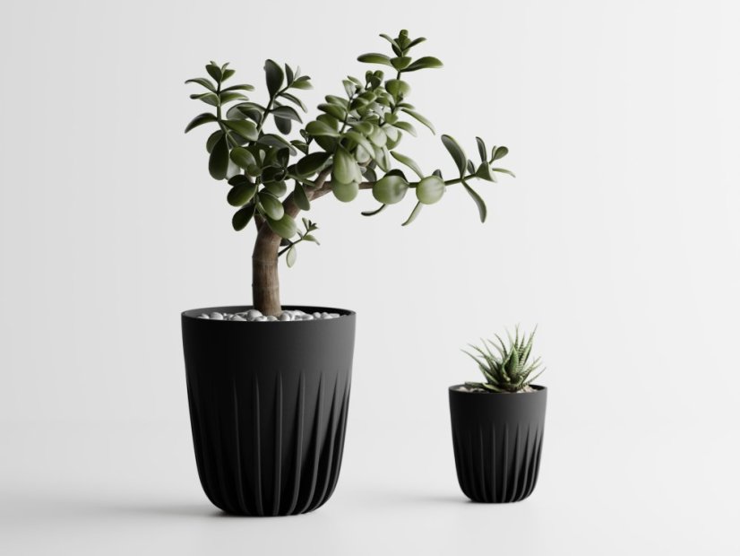 Květináč Aurea - Barva: Černá - matná - 001, Vnější rozměry: Ø 13 × V 14,5 cm