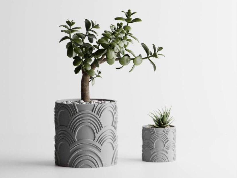 Květináč Wavy One - Barva: Šedá - matná - 003, Vnější rozměry: Ø 6 × V 6 cm