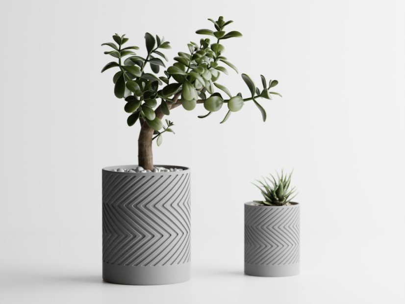 Květináč ZigZag - Barva: Šedá - matná - 003, Vnější rozměry: Ø 6 × V 7,5 cm