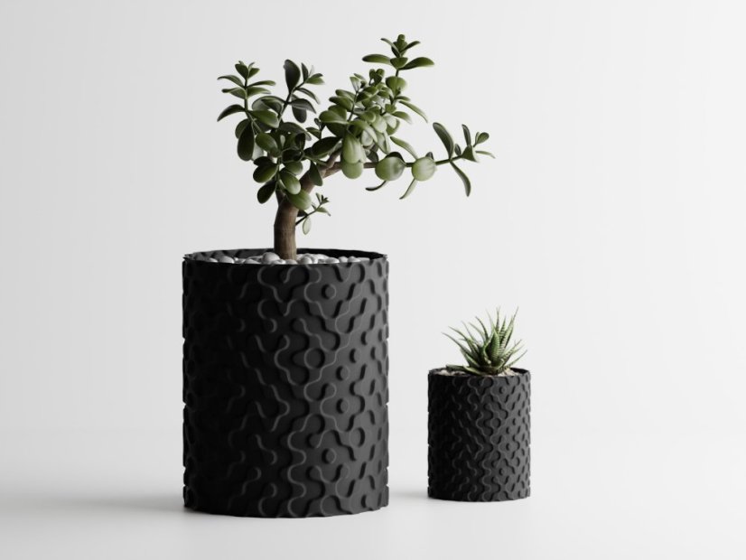 Květináč Flow - Barva: Černá - matná - 001, Vnější rozměry: Ø 8,5 × V 10 cm