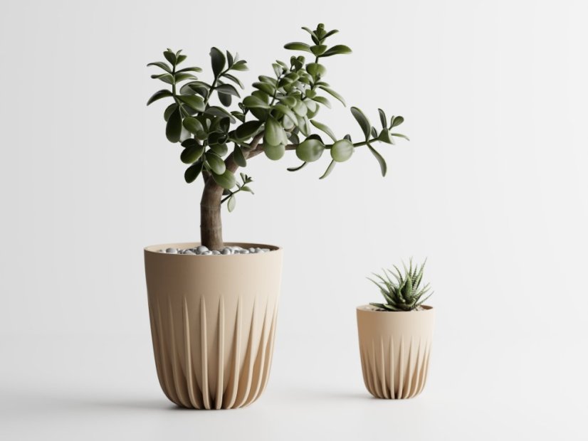 Květináč Aurea - Barva: Béžová - matná - 006, Vnější rozměry: Ø 8,5 × V 9,5 cm