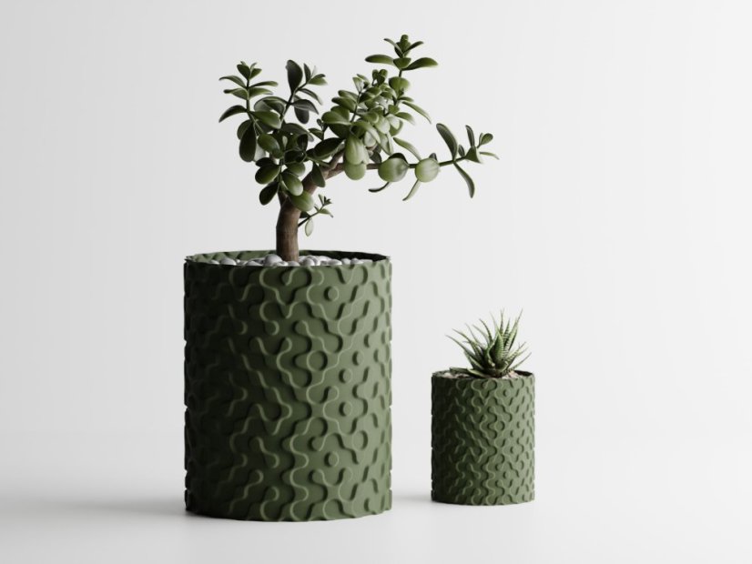 Květináč Flow - Barva: Tmavě zelená - matná - 004, Vnější rozměry: Ø 8,5 × V 10 cm