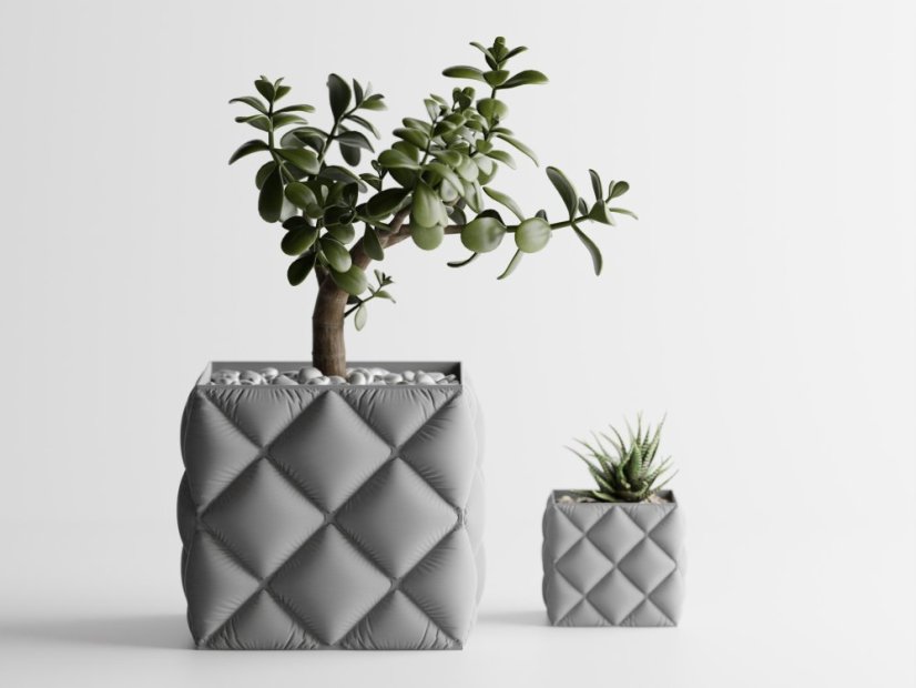 Květináč Soffo Six - Barva: Šedá - matná - 003, Vnější rozměry: Š 7 × H 7 x V 6 cm