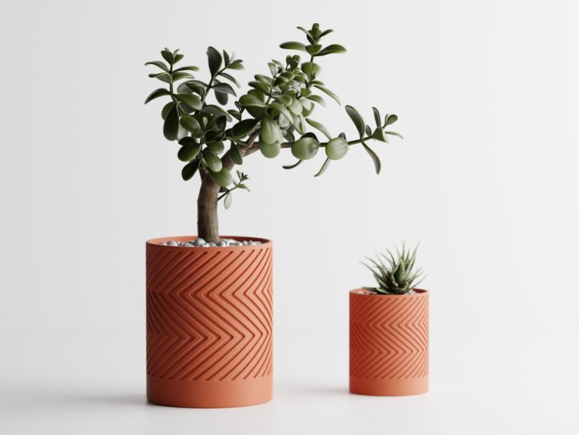 Květináč ZigZag - Barva: Cihlová - 020, Vnější rozměry: Ø 10 × V 12,5 cm