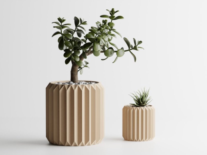 Květináč Trigon - Barva: Béžová - matná - 006, Vnější rozměry: Ø 15 × V 15,5 cm