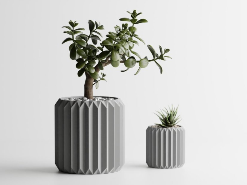 Květináč Trigon - Barva: Šedá - matná - 003, Vnější rozměry: Ø 15 × V 15,5 cm