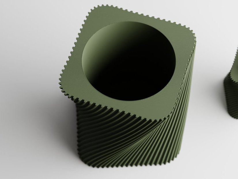 Květináč Twist Linea - Barva: Tmavě zelená - matná - 004, Vnější rozměry: Š 17 x H 17 x V 17 cm