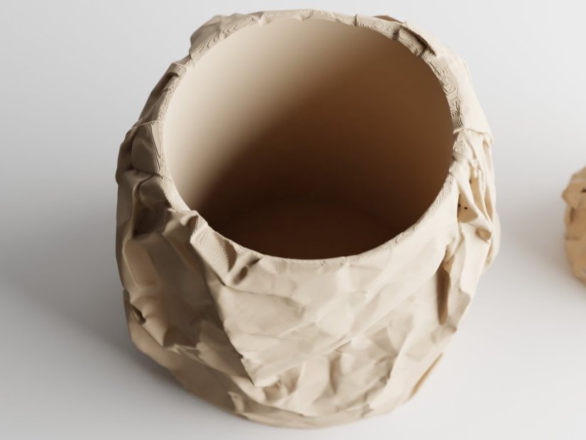 Květináč Crumple Round - Barva: Šedá - matná - 003, Vnější rozměry: Ø 14,5 × V 14 cm