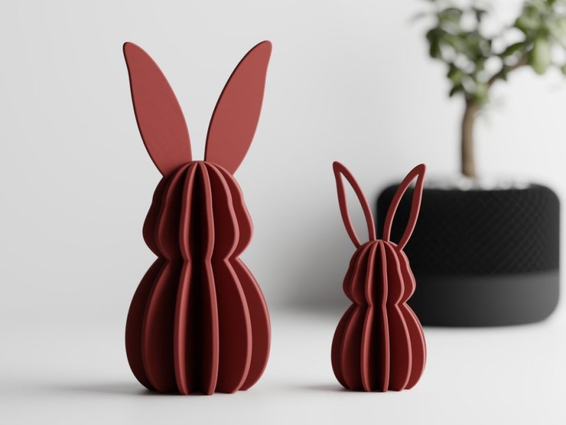 Velikonoční dekorace zajíc Lepora - Barva: Tmavě červená - matná - 007, Výška: 14 cm, Typ oušek: Vyřízlé