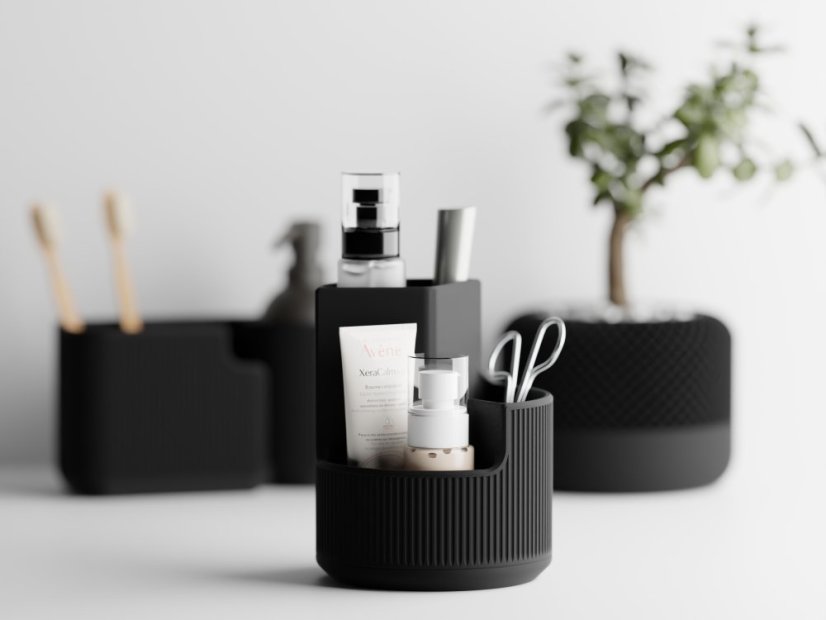 Kulatý organizér s přihrádkami Duova Circo - Barva: Černá - matná - 001