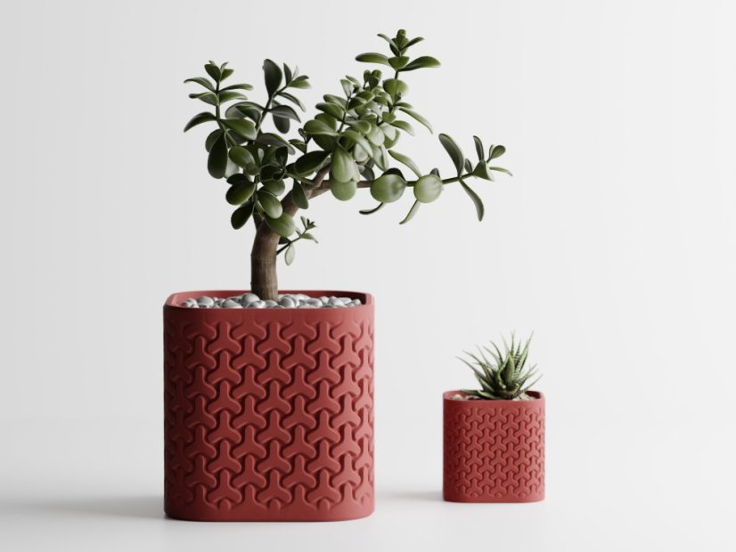 Květináč Seraphis - Barva: Tmavě červená - matná - 007, Vnější rozměry: Š 6,5 x H 6,5 x V 6,5 cm