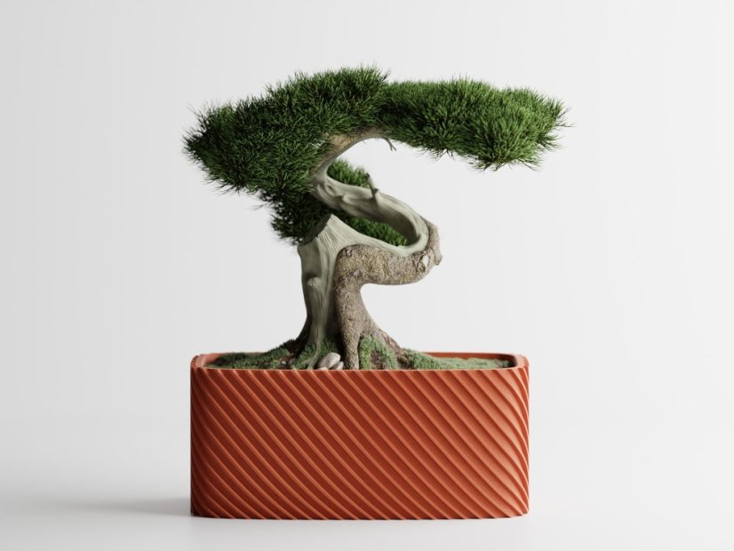 Květináč Ribbo Linea Rectangle - Barva: Cihlová - 020, Vnější rozměry: Š 14 x H 8 x V 6 cm