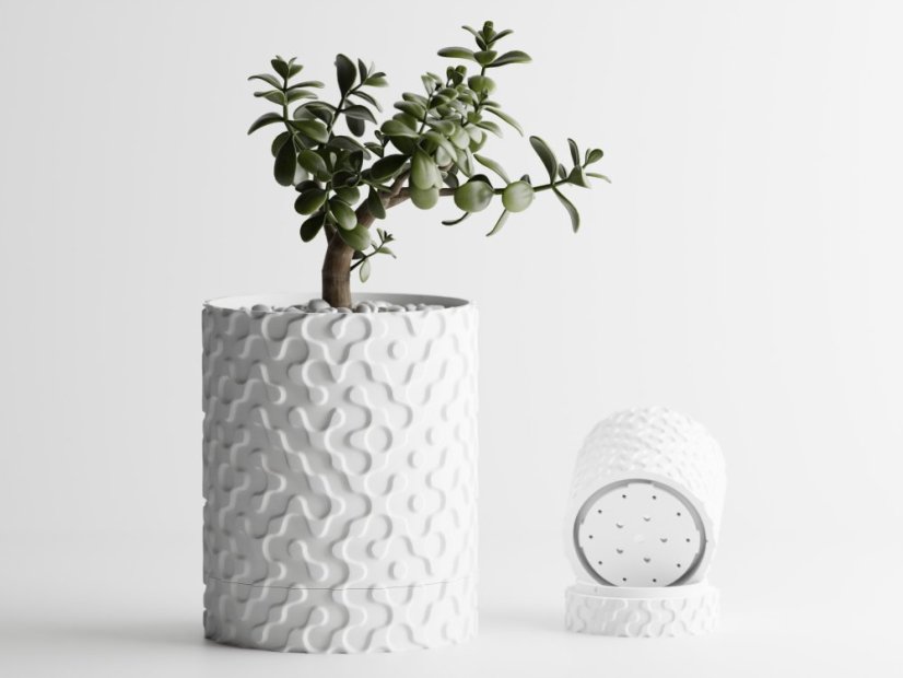 Květináč Flow Drip - Barva: Černá - matná - 001, Vnější rozměry: Ø 14 × V 17 cm
