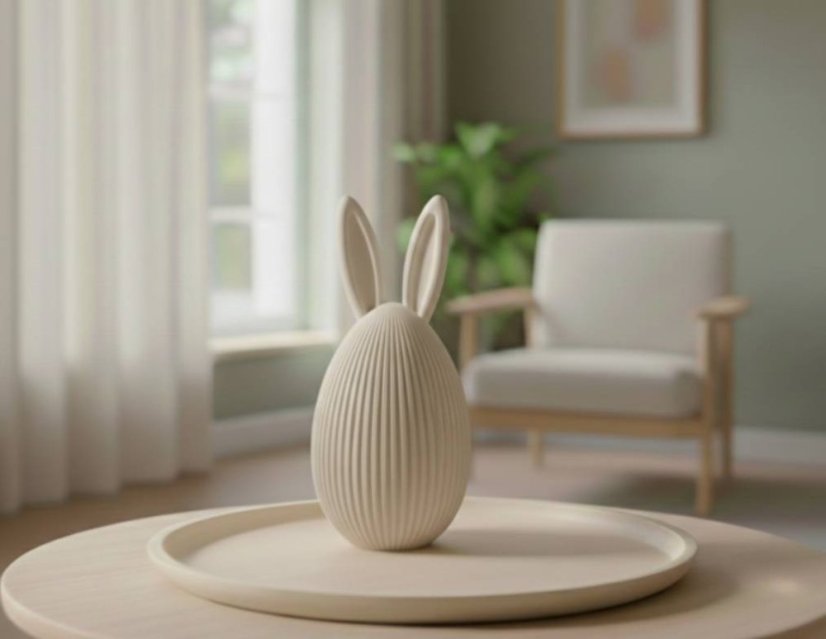 Velikonoční vajíčko se zaječími uchy Ovo-Bunny - Barva: Bílá - matná - 002