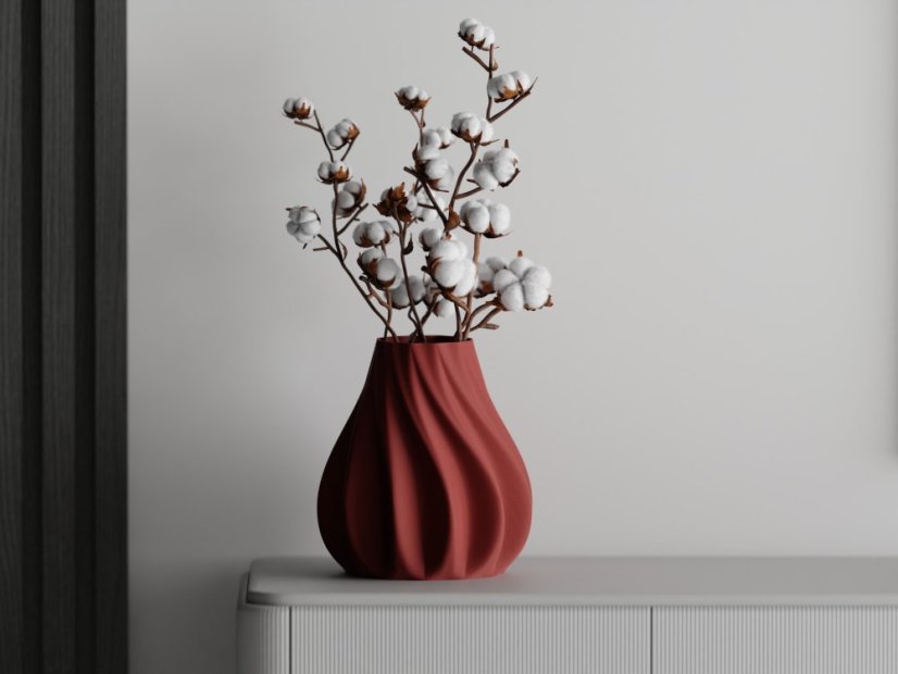 Váza Bloosom Twist - Barva: Tmavě červená - matná - 007, Vnější rozměry: Ø 15 × V 16 cm