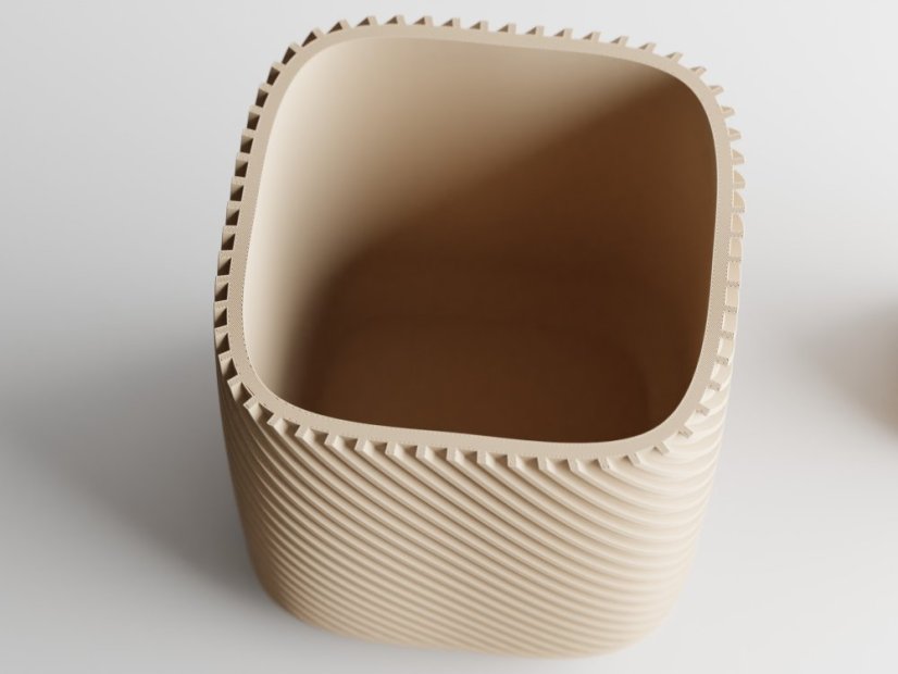 Kvetináč Ribbo Linea Cube - Barva: Cihlová - 020, Vnější rozměry: Š 9 x H 9 x V 9 cm