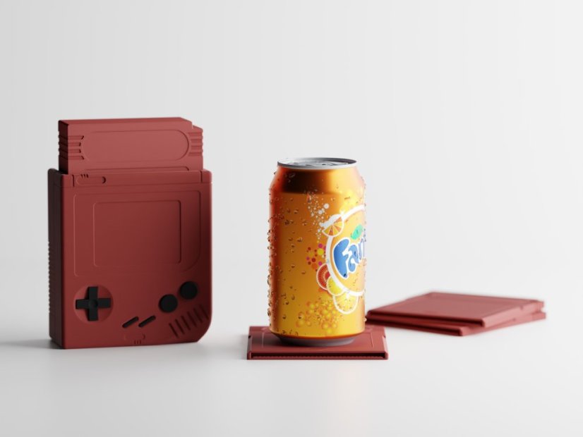 Sada 5ks podtácků RetroSave + úložný box - Barva: Tmavě červená - matná - 007