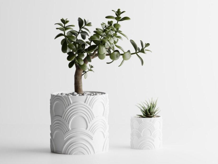 Květináč Wavy One - Barva: Bílá - matná - 002, Vnější rozměry: Ø 10 × V 10 cm