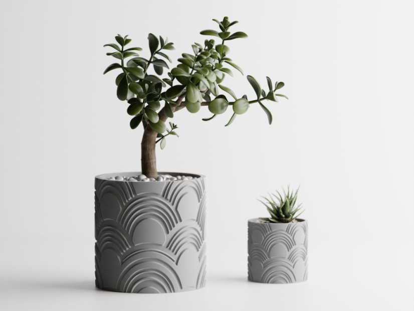 Květináč Wavy Two - Barva: Šedá - matná - 003, Vnější rozměry: Ø 10 × V 10 cm