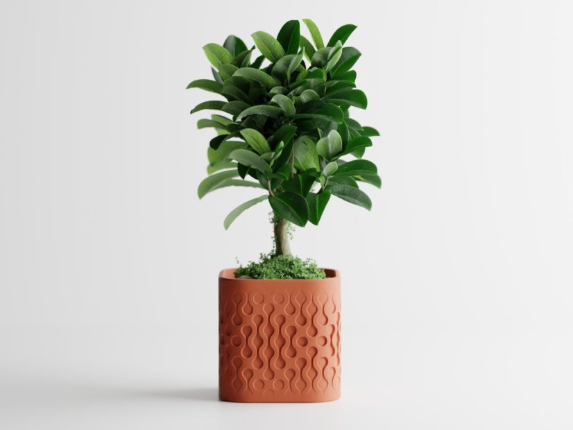 Květináč Flowform - Barva: Cihlová - 020, Vnější rozměry: Š 13 x H 13 x V 13 cm