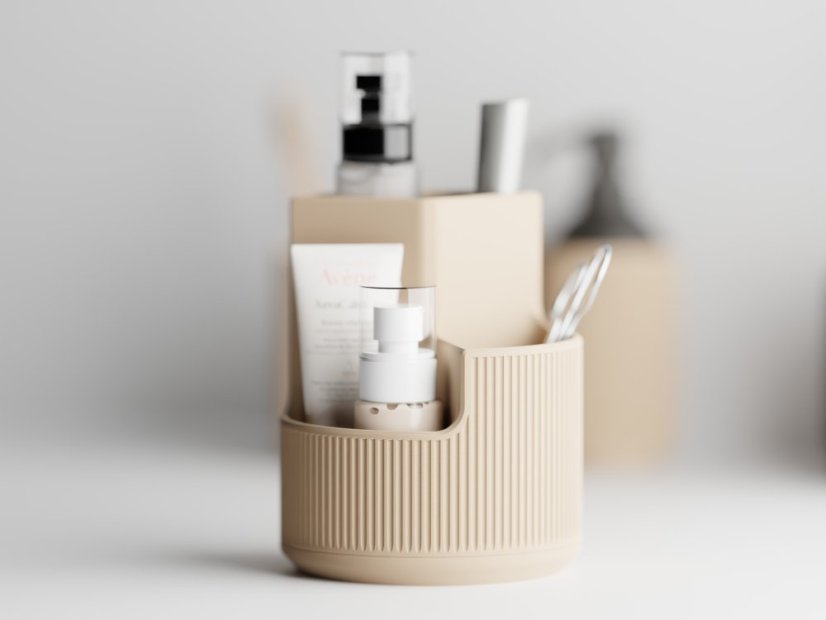 Kulatý organizér s přihrádkami Duova Circo - Barva: Béžová - matná - 006