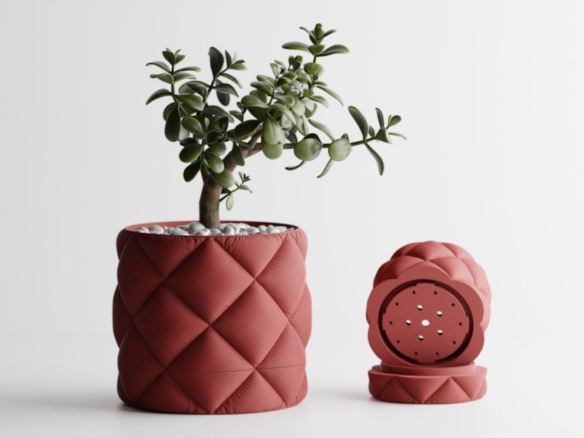 Květináč Soffo Drip - Barva: Tmavě červená - matná - 007, Vnější rozměry: Ø 14,5 × V 12,5 cm
