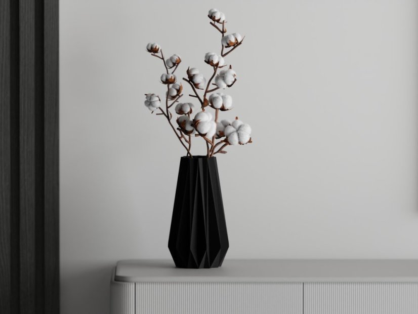 Váza Triangle One - Barva: Černá - matná - 001, Vnější rozměry: Ø 14 × V 25 cm