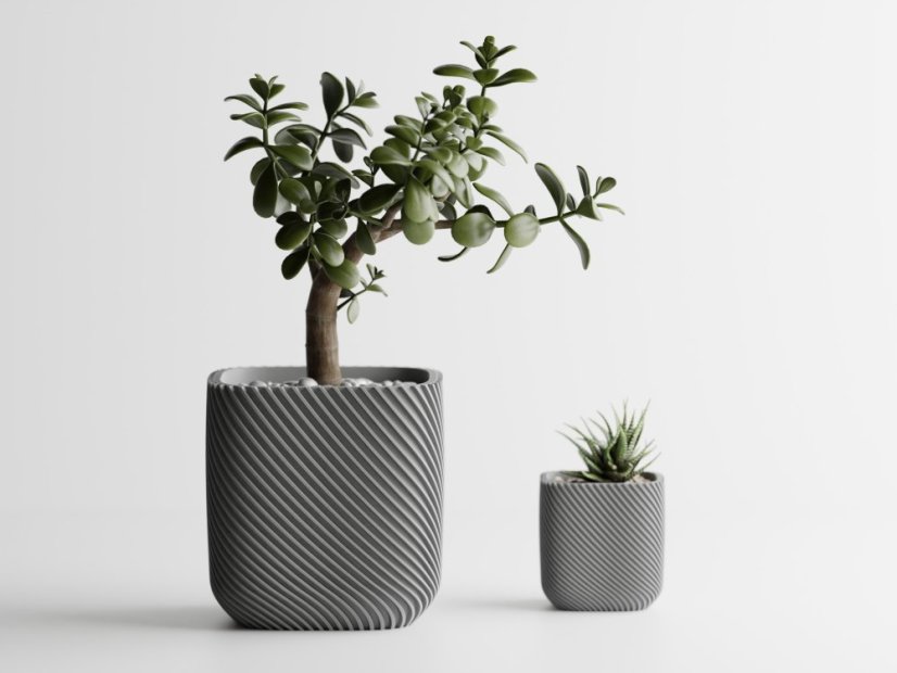 Kvetináč Ribbo Linea Cube - Barva: Šedá - matná - 003, Vnější rozměry: Š 7 x H 7 x V 7 cm