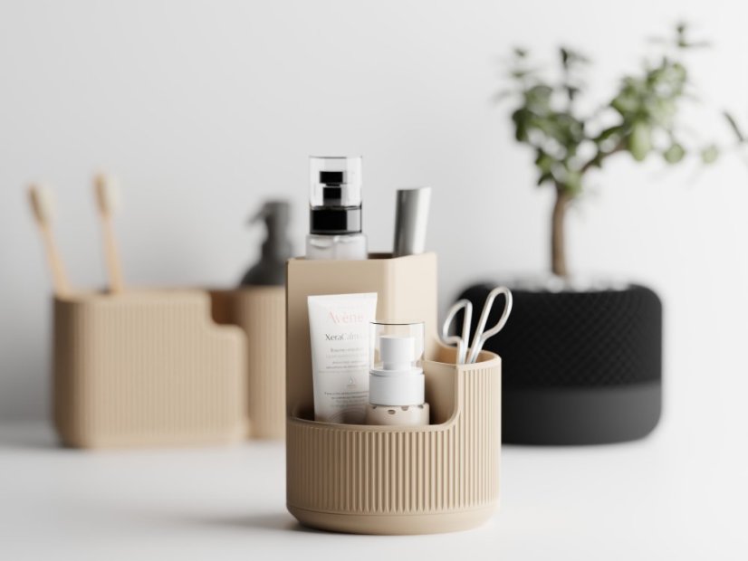 Kulatý organizér s přihrádkami Duova Circo - Barva: Béžová - matná - 006