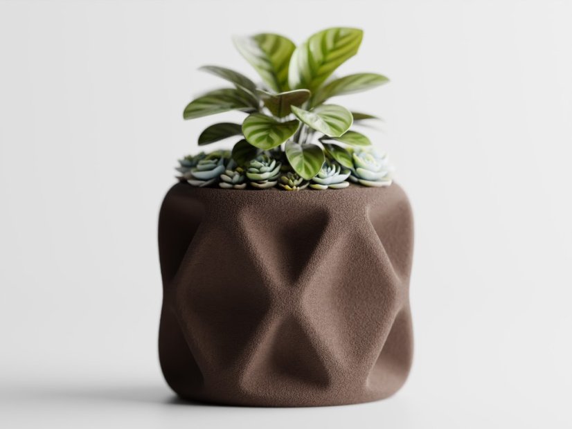 Květináč Tervielle - Barva: Hnědá - matná - 005, Vnější rozměry: Š 10 x H 10 x V 8 cm