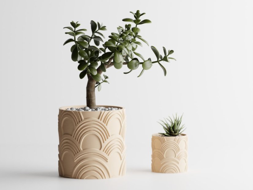 Květináč Wavy One - Barva: Černá - matná - 001, Vnější rozměry: Ø 10 × V 10 cm
