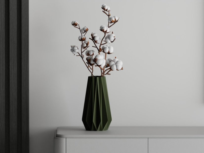 Váza Triangle One - Barva: Tmavě zelená - matná - 004, Vnější rozměry: Ø 14 × V 25 cm