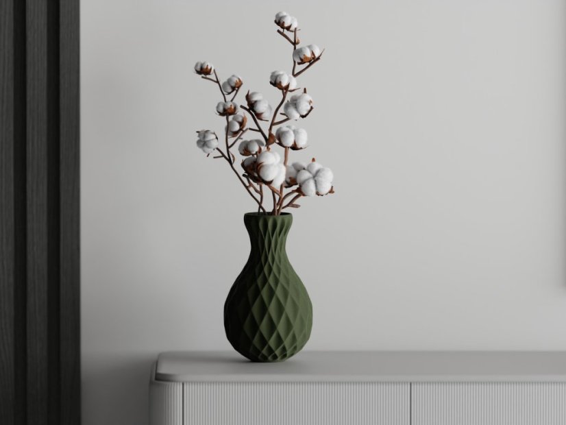 Váza Facet - Barva: Tmavě zelená - matná - 004, Vnější rozměry: Ø 10 × V 16 cm