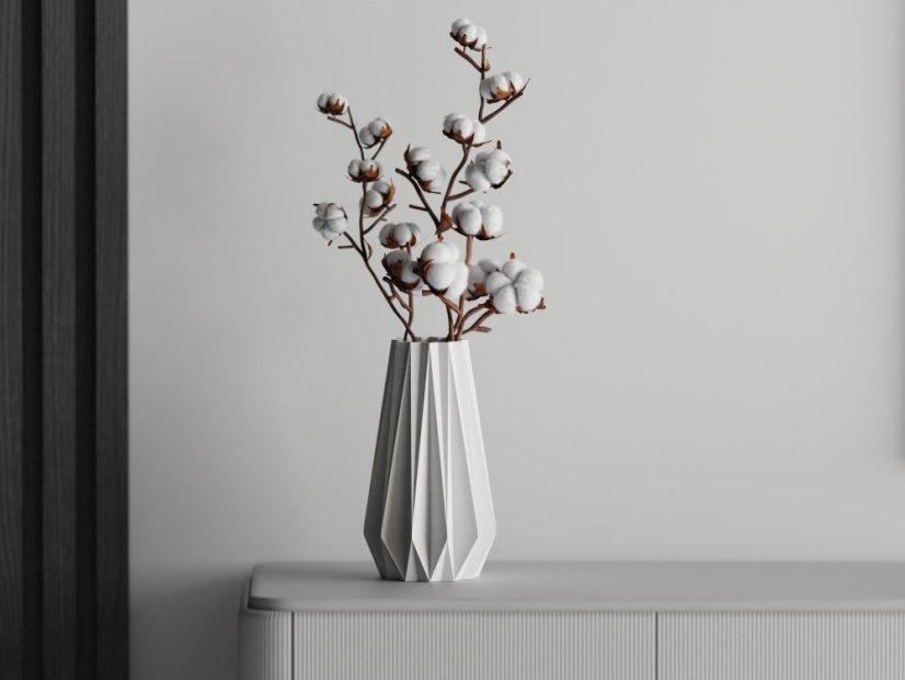 Váza Triangle One - Barva: Bílá - matná - 002, Vnější rozměry: Ø 12,5 × V 22 cm