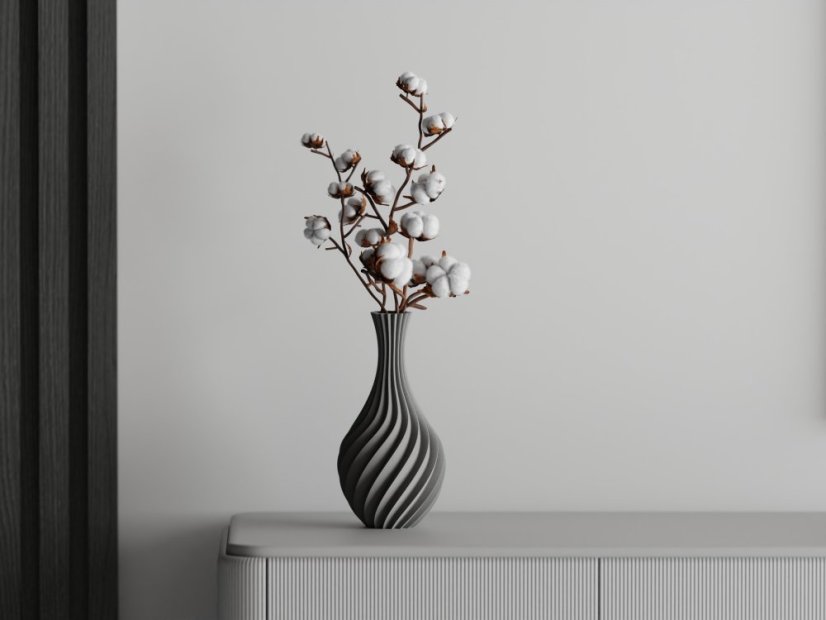 Váza Vortica - Barva: Šedá - matná - 003, Vnější rozměry: Ø 13 × V 25 cm