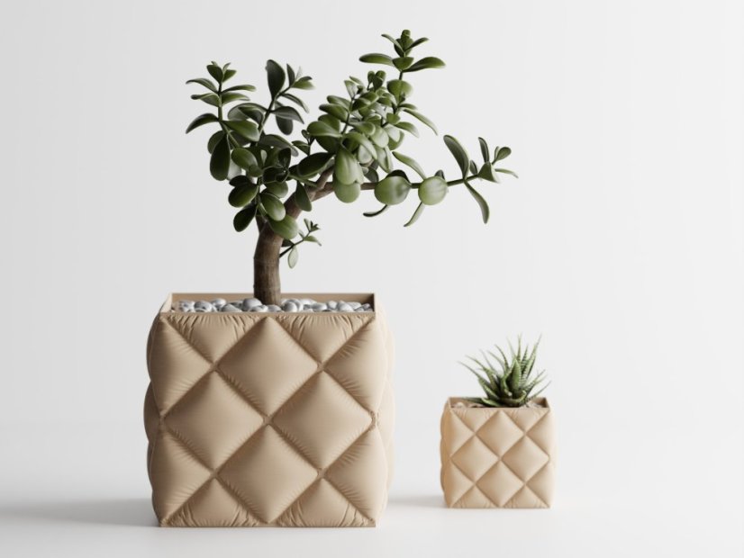 Květináč Soffo Six - Barva: Béžová - matná - 006, Vnější rozměry: Š 9,5 x H 9,5 x V 8 cm