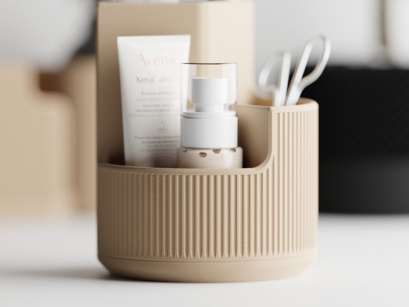 Kulatý organizér s přihrádkami Duova Circo - Barva: Béžová - matná - 006