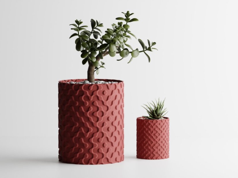Květináč Flow - Barva: Tmavě červená - matná - 007, Vnější rozměry: Ø 12,5 × V 15 cm