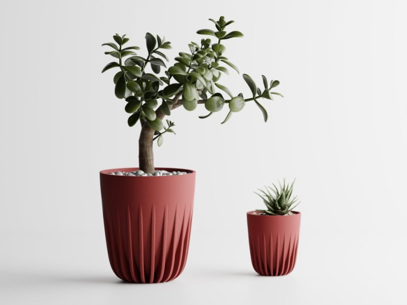 Květináč Aurea - Barva: Tmavě červená - matná - 007, Vnější rozměry: Ø 10,5 × V 12 cm